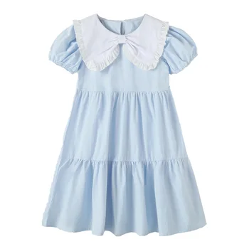 Новое летнее платье для девочек 2023, детская праздничная одежда с милым бантом, милое детское платье принцессы с пышными рукавами, # 7354