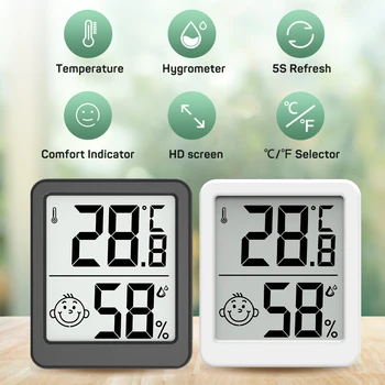 ЖК-Цифровой Термометр-Гигрометр с Металлическим Кронштейном, Внутренний Электронный Датчик Температуры И Влажности, Измеритель Метеостанции