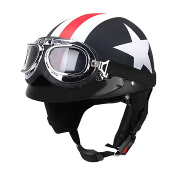 Полуоткрытое лицо Винтажный мотоциклетный шлем полуошлем Ретро moto casco capacete motociclistas capacete с Защитными Очками