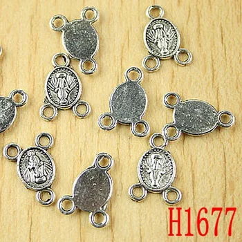 40шт Тибетский серебряный разъем h1677 с медалью Мадонны