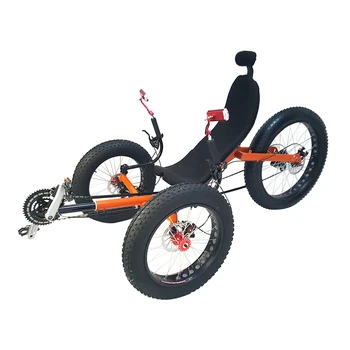 Складной трехколесный велосипед Fat Tire Recumbent Trike на 3 колеса для путешествий
