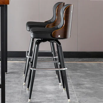 Европейские вращающиеся барные стулья, Металлическая деревянная Современная стойка, дизайнерский барный стул, Обеденный кухонный шезлонг для отдыха, Предметы домашнего обихода