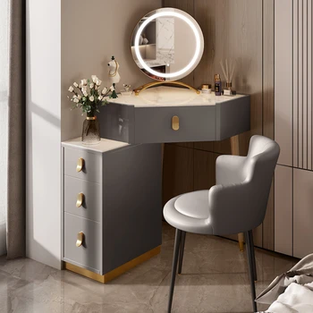 Роскошный Туалетный столик из сафьяна, Угловой Современный Простой набор для хранения, Треугольные Столики для макияжа, мебель для спальни