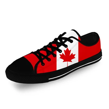 Флаг Канады, Красный Клен, Горячая Забавная Повседневная Ткань, Модная Парусиновая обувь с 3D-принтом, Низкие Мужские И Женские Легкие Дышащие Кроссовки