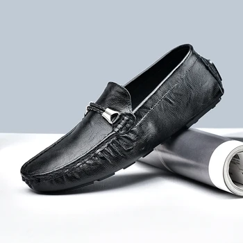 Новые кожаные мужские лоферы; Роскошная деловая повседневная обувь ручной работы; Удобные Мягкие мокасины; Обувь для вождения; Дышащая мужская обувь для прогулок;