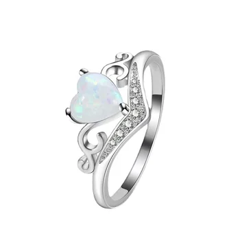 Винтажные кольца в виде сердечек для женщин, натуральный камень, Опал, Обручальное кольцо, ювелирные изделия из кристаллов Циркона, подарочные украшения Anillos