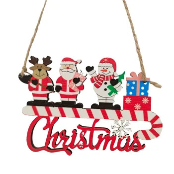 Рождественская елка Кулон Детский подарок Navidad Поделки Подарки Noel Деревянный Цветной рисунок Кулон Колокольчик Рождественские украшения