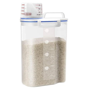 Хранение в контейнере для рисовых хлопьев - герметичный контейнер для хранения сухих пищевых продуктов, пластиковый диспенсер для риса с мерным стаканом