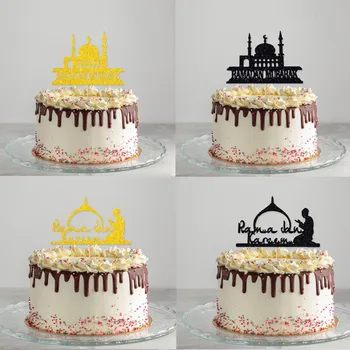 Топперы для торта Ид Мубарак Свадьба Детский Душ День Рождения Рамадан Декор Золотой Черный Топпер Для Кексов Мусульманский Ид Декор Для Выпечки