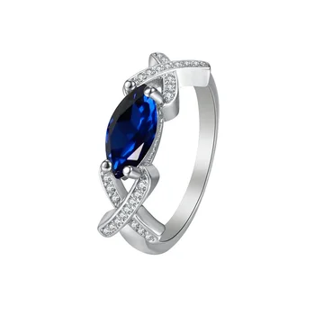 Новое поступление, женское кольцо, Серебряные украшения для пальцев 925 пробы, Новейшее кольцо с кристаллами Blue Leaf, Аксессуары для помолвки с камнями