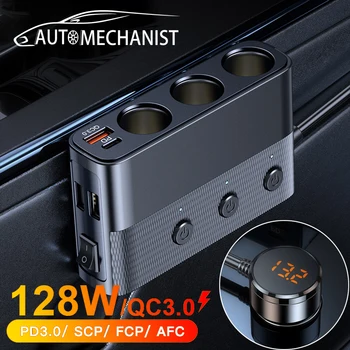 AUTOMECHANIST Автомобильное зарядное устройство USB PD С цифровым дисплеем, Быстрая зарядка автомобильного телефона, Разветвитель прикуривателя, адаптер зарядного устройства мощностью 66 Вт