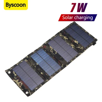 Byscoon 7W 5V Водонепроницаемая Солнечная панель для пеших прогулок на открытом воздухе для iPhone Samsung power bank USB Портативное зарядное устройство для солнечных батарей кемпинг
