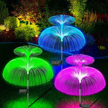 Двухслойные солнечные фонари в виде медуз, наружный водонепроницаемый ландшафтный солнечный свет, лампа для лужайки, RGB Меняющийся садовый свет, декор дорожки.