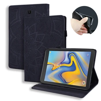 Рельефный Чехол для планшета Samsung Galaxy Tab A 8.0 2018 Case T387 SM-T387V SM-T387W SM-T387 Подставка из Искусственной Кожи Skin Shell + Подарок