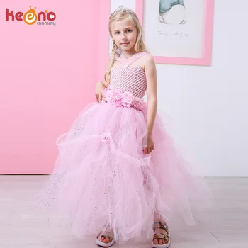Потрясающий оттенок розового платья принцессы для девочек, детское платье-пачка со стразами для свадеб, фотосессий, платье с цветочным узором для девочек
