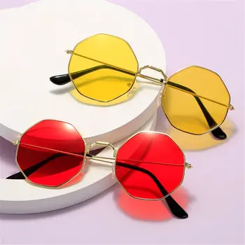 2022 Ретро Восьмиугольные многоугольные Солнцезащитные очки Ocean Lenses Солнцезащитные очки Для женщин / мужчин С защитой от UV400, Летние солнцезащитные очки для улицы
