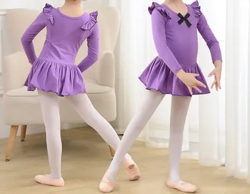 DHL 200шт Размер 110-150 Классическое танцевальное балетное платье для девочек с длинным/коротким рукавом, кружевная юбка-пачка, платье принцессы