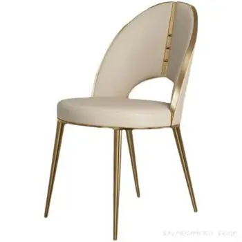 Итальянский Легкий Роскошный обеденный стул из кожи домашнего дизайнера, современная Простая спинка для переговоров в отеле высокого класса, Скандинавский стул