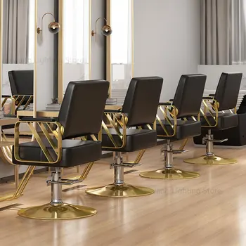 Роскошные металлические парикмахерские кресла для салона красоты, Мебель для парикмахерского салона, Специальные парикмахерские кресла Для глажки, Кресло для бритья