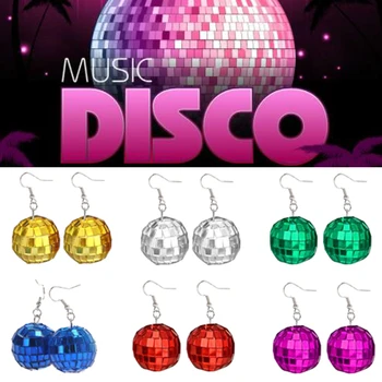 Винтажные диско-серьги с подвесками, женские Серьги-шарики для девочек 60-х или 70-х годов, бижутерия для романтических танцев, аксессуары