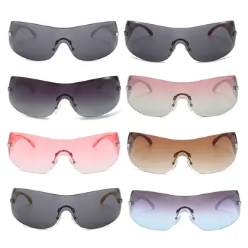 Женские и мужские солнцезащитные очки One Piece Shades в стиле хип-хоп Y2K без оправы